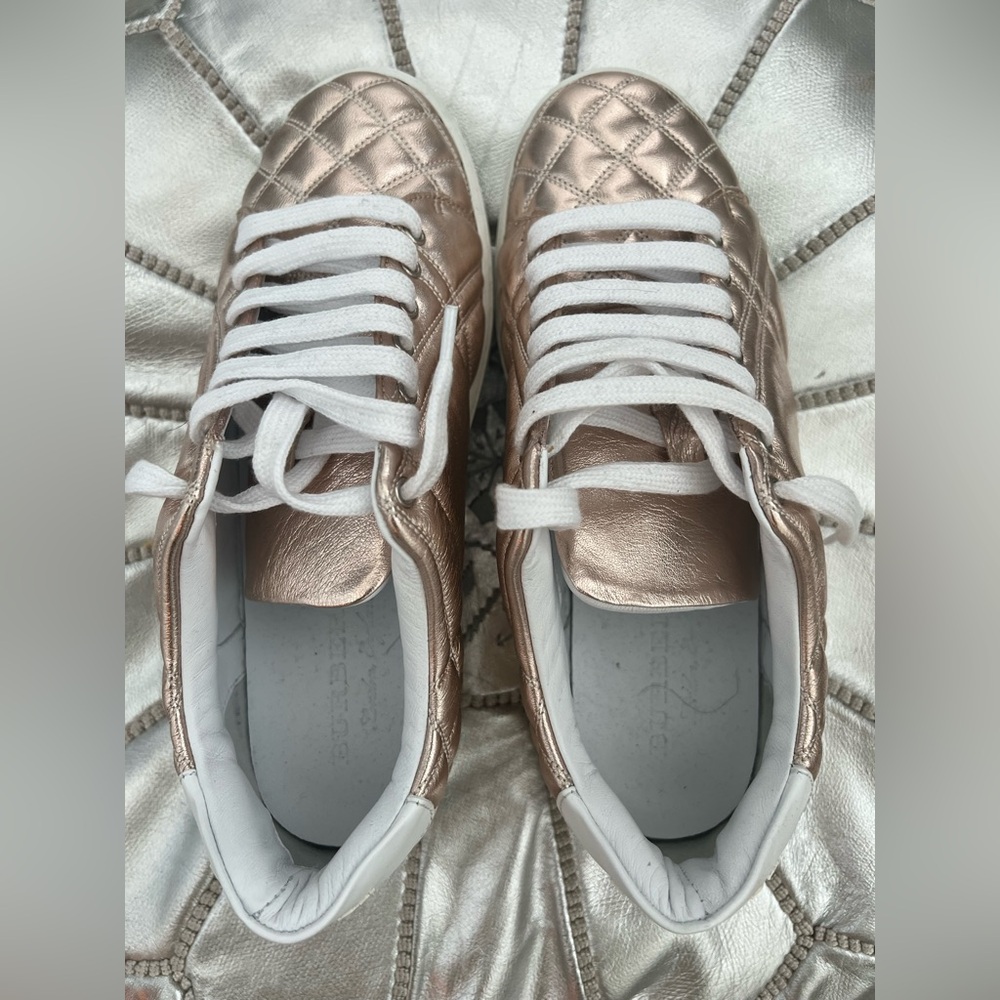 Burberry Metallic Rose Gold Quilted Sneakers
